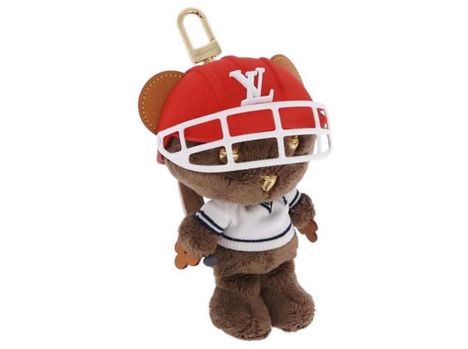 LOUIS VUITTON LV Louis Bear Cricket Bag Charm Pelliccia Marrone M03678 LV Auth 199080SAM