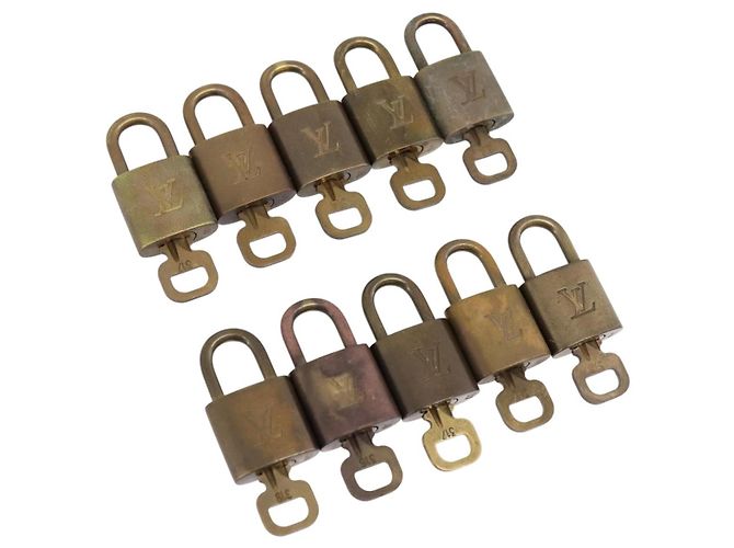 LOUIS VUITTON Set di 10 Lucchetti Lucchetto metallo Oro LV Auth 202430 D'oro