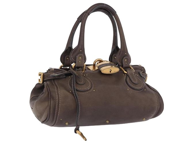 Chloé Borsa a mano Chloe Paddington in pelle marrone oro argento Auth yk20745SAM D'oro