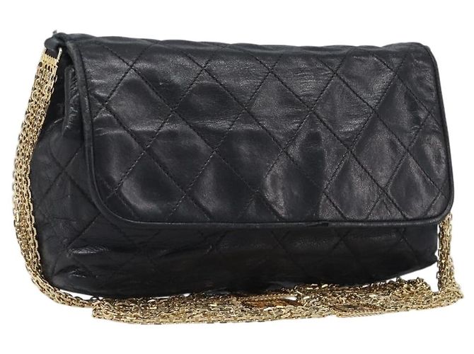 Borsa a tracolla CHANEL Matelasse con catena in pelle d'agnello nera e oro CC Auth bs36849A Nero D'oro
