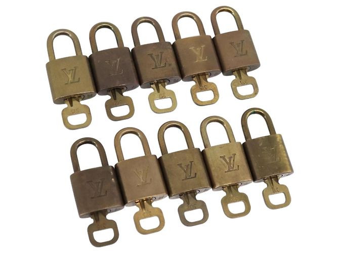 LOUIS VUITTON Set di 10 Lucchetti Lucchetto metallo Oro LV Auth 202432 D'oro