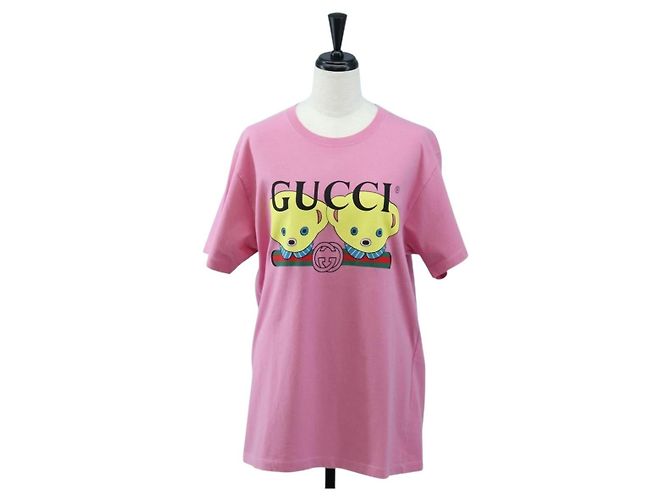 GUCCI TShirt Teddy Bear cotton XXS Pink Auth 193727M