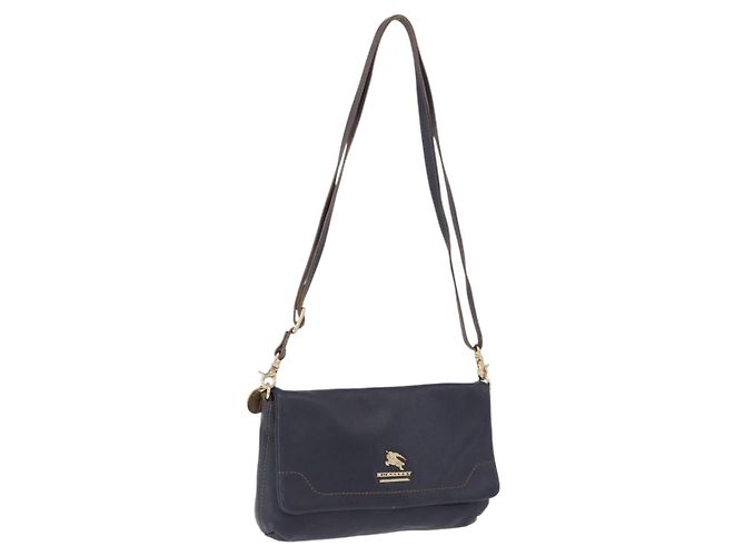 Borsa a tracolla BURBERRY in pelle blu navy e oro Auth 202255