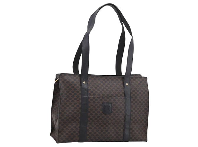 Céline Sac Cabas CELINE Macadam PVC Cuir Noir Doré Auth 202273