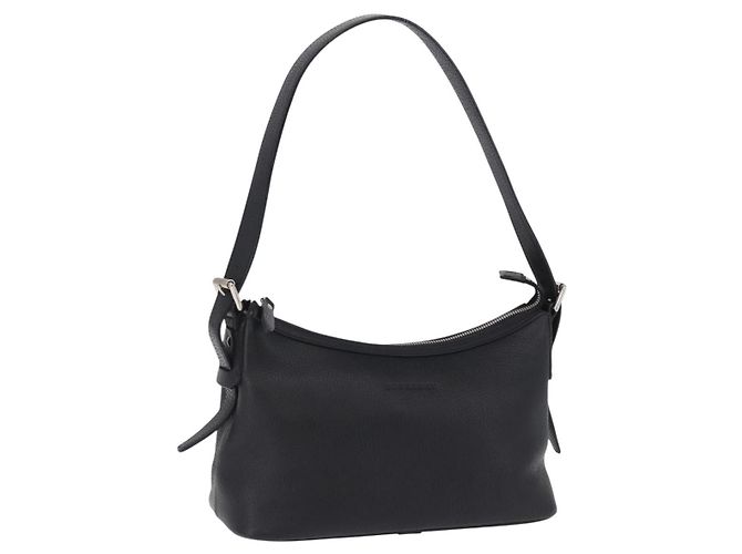 Borsa a tracolla BURBERRY in pelle nera e argento Auth 202141A Nero