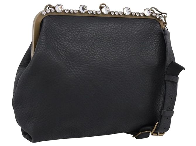 Borsa a tracolla Miu Miu in pelle nera e oro Auth 199415V Nero D'oro