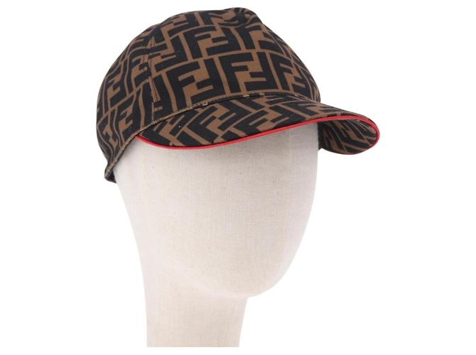 FENDI Zucca Canvas Cap Brown Black Auth ki6793M Braun Schwarz