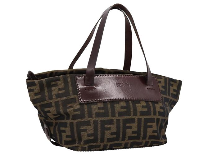 Borsa a mano FENDI Zucca Canvas Nero Marrone Auth 201964