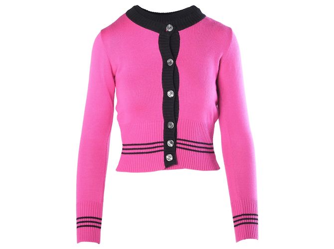 Conjunto twinset de malha rosa e preto D&G Dolce & Gabbana – 00s