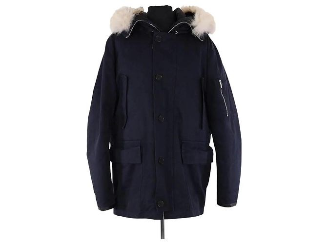 Sandro Men's Navy Blue Cloth Coat XL