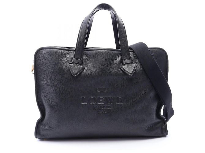 Loewe Heritage 2-Way Briefcase Handbag Black