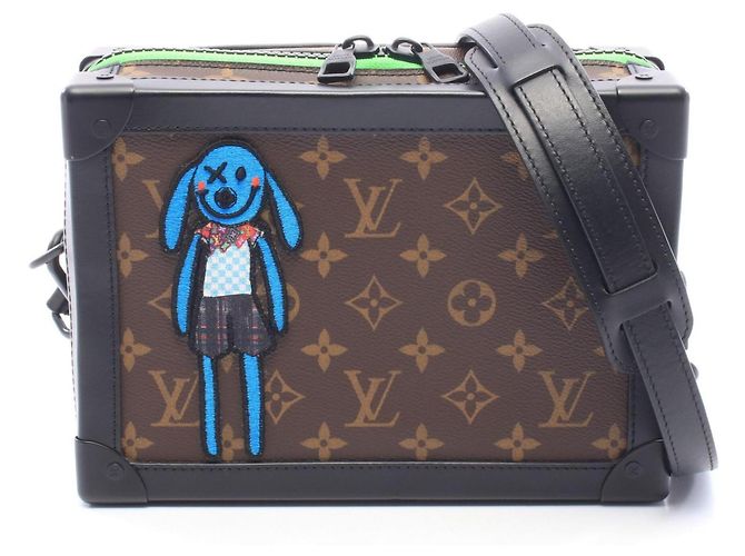 Borsa a tracolla Louis Vuitton Soft Trunk Monogram Macassar Marrone Nero Multicolore