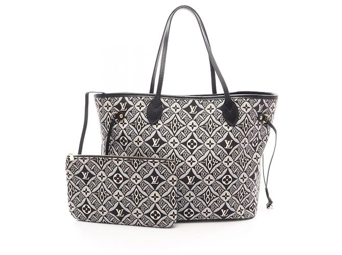 Saco Tote Louis Vuitton Neverfull MM Marrom Preto Cru