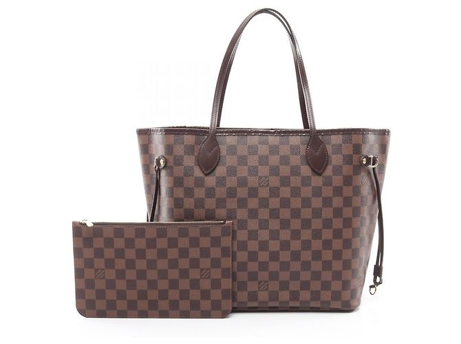 Louis Vuitton Neverfull MM Tote Bag Brown Fuschia