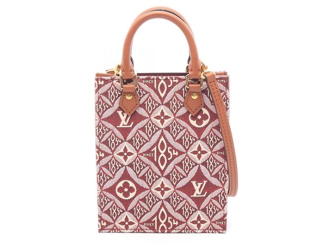 Louis Vuitton Petite Sac Plat Handbag Brown Dark red