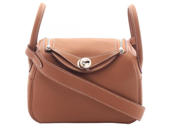 Hermès Borsa a spalla Hermes Lindy Mini Marrone D'oro