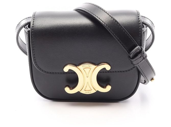 Céline Bolsa de Ombro Mini Claude em Couro Celine Preto
