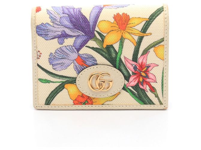 Gucci GG Marmont Flora Compact Wallet Multiple colors Cream
