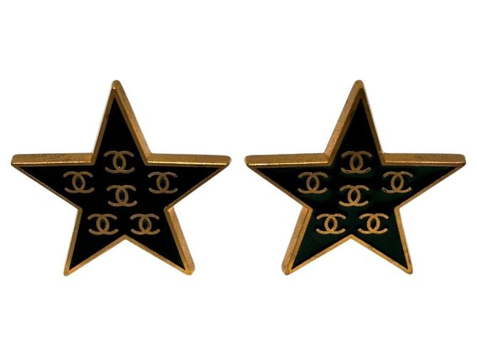 Orecchini Chanel Coco Mark Star Nero D'oro