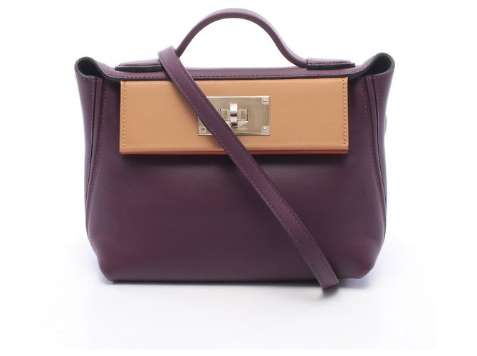 Hermès Hermes 24 Vanquatre 21 Mini Handbag Marrom Bordeaux Roxo Roxo escuro