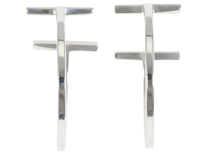 Autre Marque Brincos de argola Tiffany & Co. T-Wire em prata