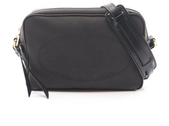 Bolsa de Ombro Prada LOGO JACQUARD Preto
