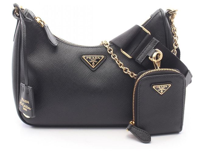 Saffiano Borsa a spalla Prada Re-Edition 2005 Nero