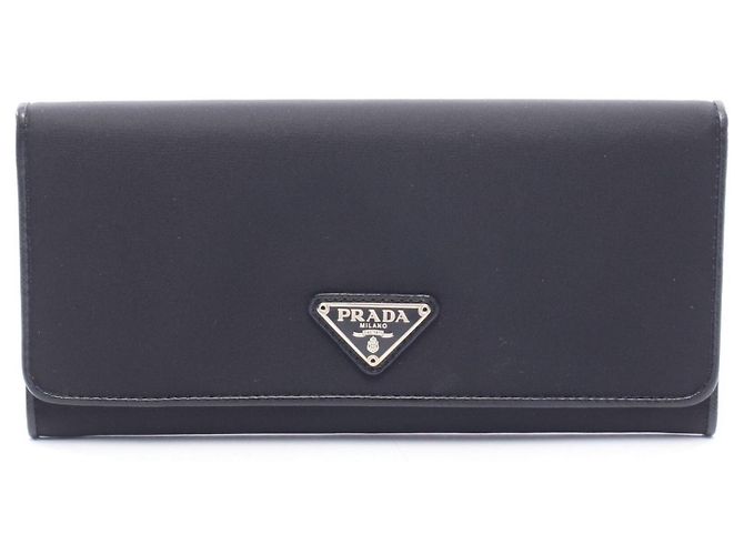 Carteira longa bi-fold Prada com logótipo Triangle Preto