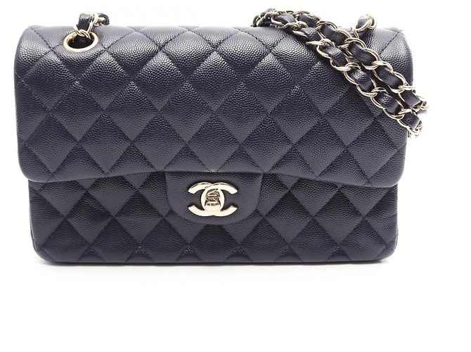 Timeless Borsa Chanel Matelassé Double Flap Blu navy