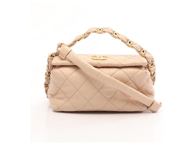 Bolsa de Ombro 2-Way Chanel Matelassé Bege