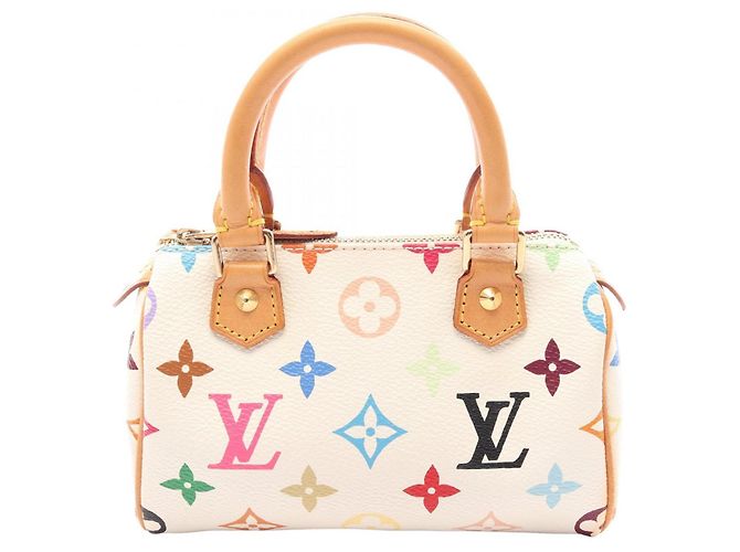 Louis Vuitton Mini Speedy Monogram Multicolor Blanc Handtasche Weiß Mehrfarben