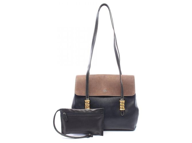 Bolsa de ombro em couro Loewe Marrom Preto