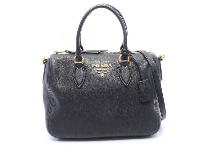 Sac à main 2-Way en cuir noir Prada