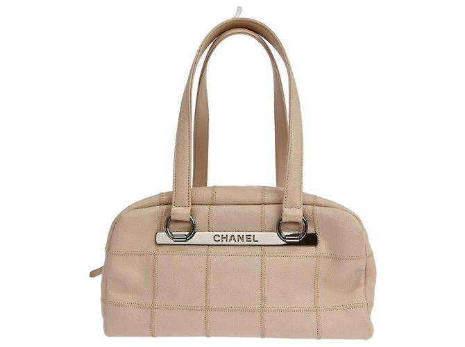 Chanel Square Stitch Quilted Caviar Medium Bege