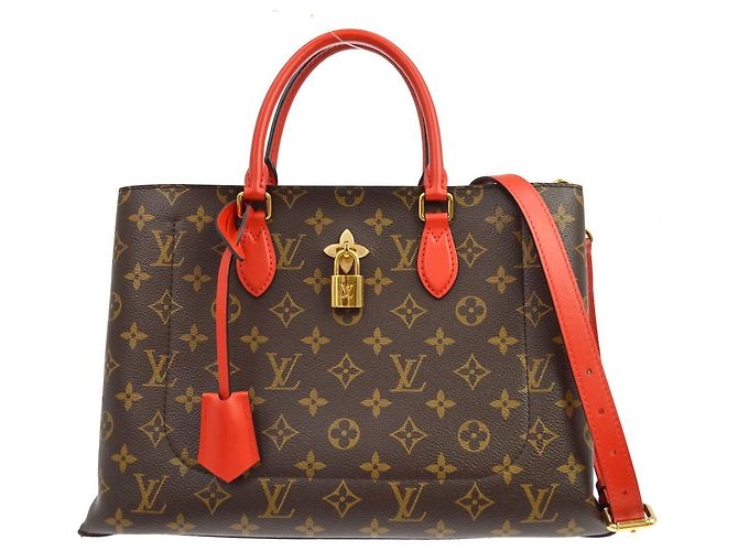 Louis Vuitton Flower Tote Monogram Canvas with Leather Marrone