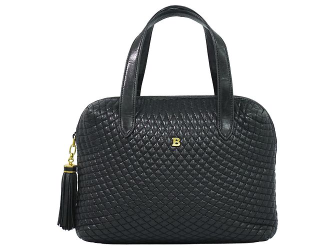 Bally Vintage gestepptes Leder Schwarz