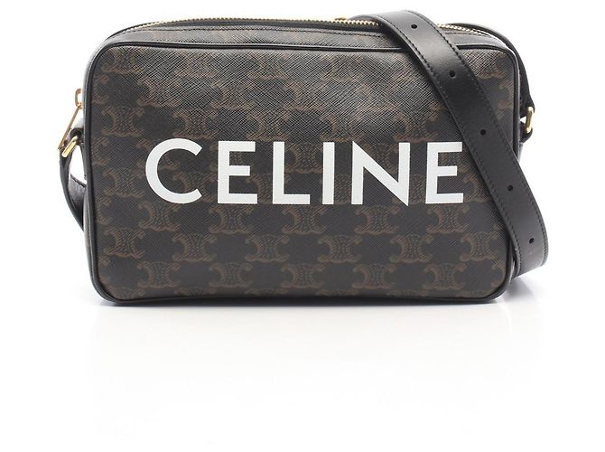 Céline Sac Messager Celine Triomphe Medium Marron Noir Blanc