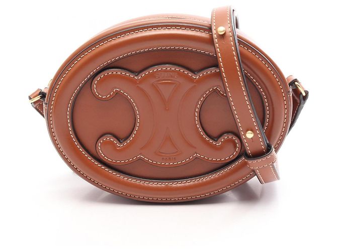Céline Borsa a tracolla Celine Triomphe Oval Purse Cuile Marrone
