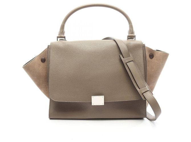 Céline Celine Trapeze Medium 2-Way Handtasche Braun Beige