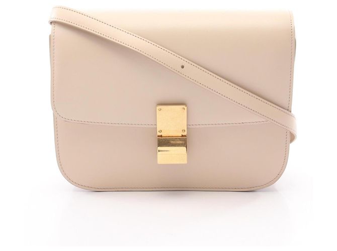 Céline Sac à épaule Celine Classic Box Medium Beige