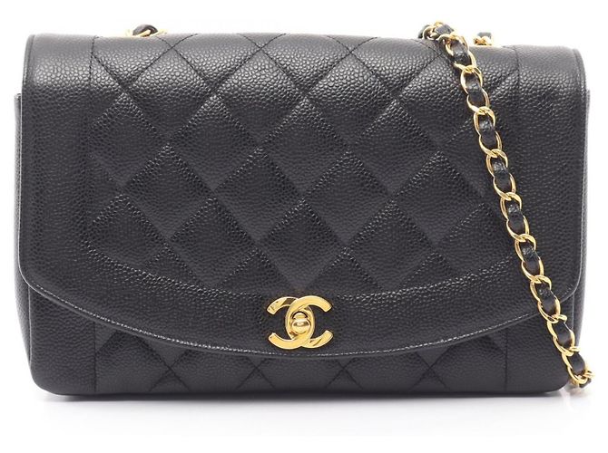 Borsa a tracolla Chanel Matelassé Diana Flap Nero