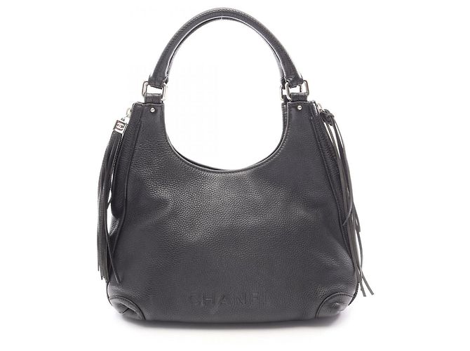 Borsa a mano Chanel in pelle nera Nero