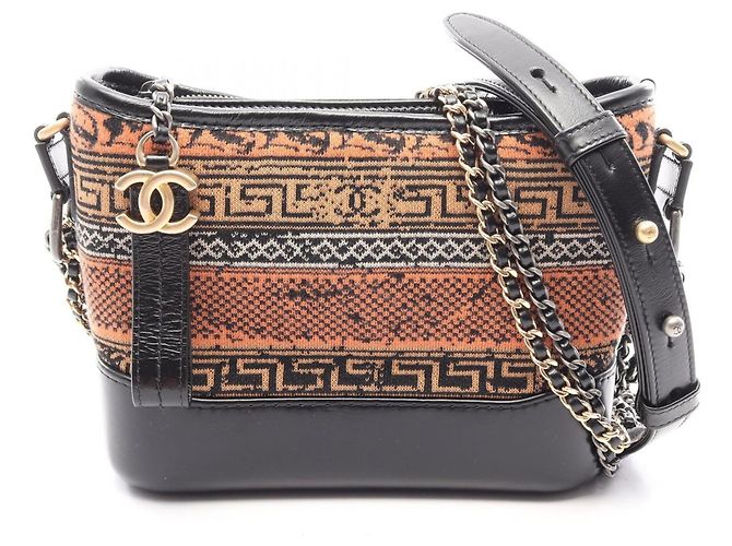 Bolsa Chanel Gabrielle de Small Hobo Preto Multicor Laranja