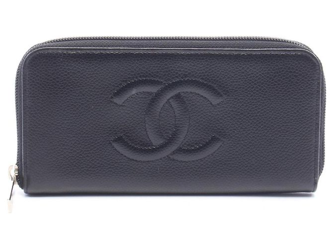 Portafoglio lungo rotondo Chanel Coco Mark Nero
