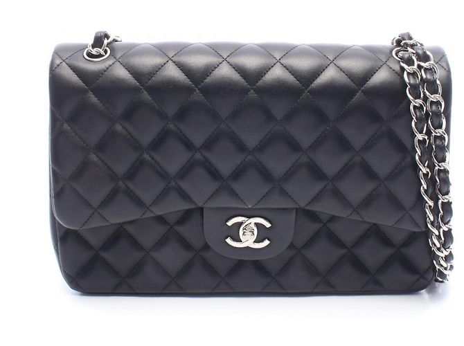 Borsa a tracolla Chanel Large Matelassé 30 Classic Double Flap Nero