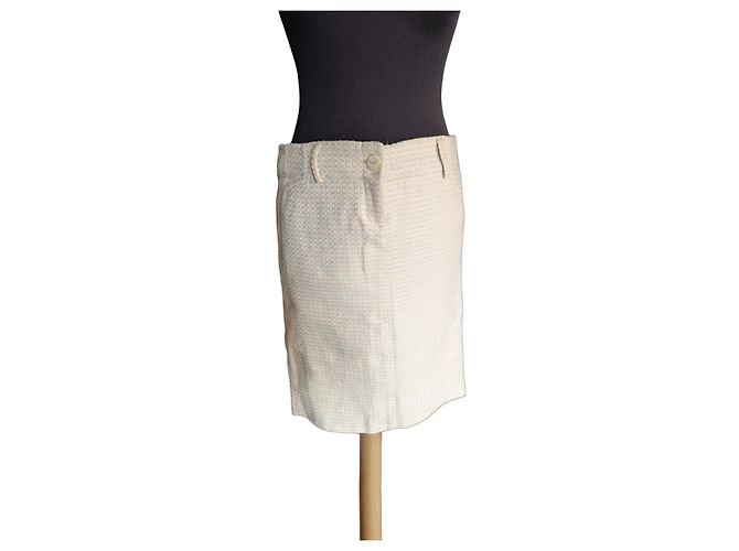 Dolce & Gabbana D&G Minirock aus Bouclé Tweed, Creme & Hellblau Beige