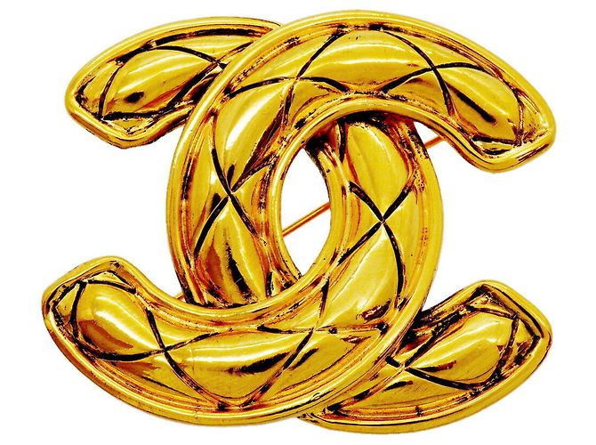 Broche Chanel plaquée or Coco Mark Doré