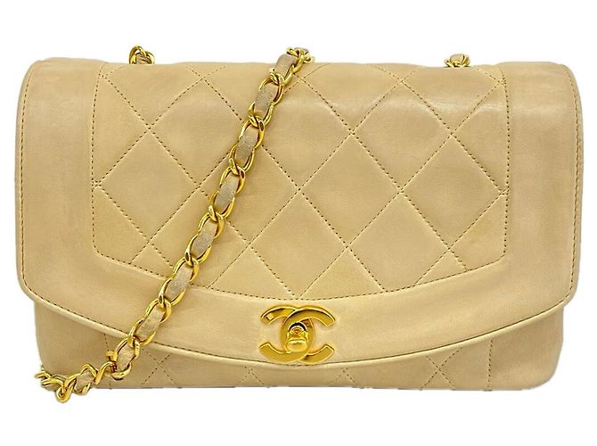 Bolsa de Ombro Chanel Diana Chain Bege