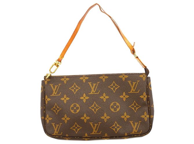 Louis Vuitton Monogram Pochette Accessoires Pouch Castaño