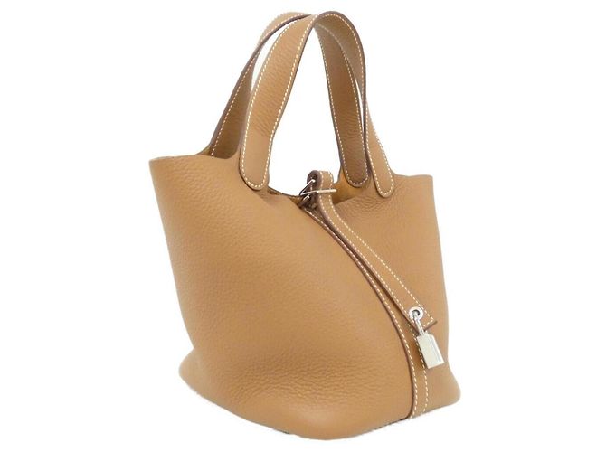 Hermès Bolsa Hermes Picotin Lock PM Marrom Dourado